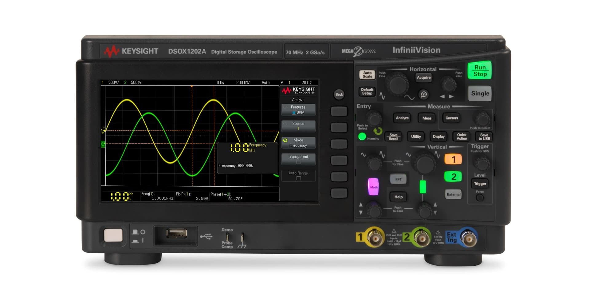 DSOX1202A Oscilloscope: 70/100/200 MHz, 2 Analog Channels