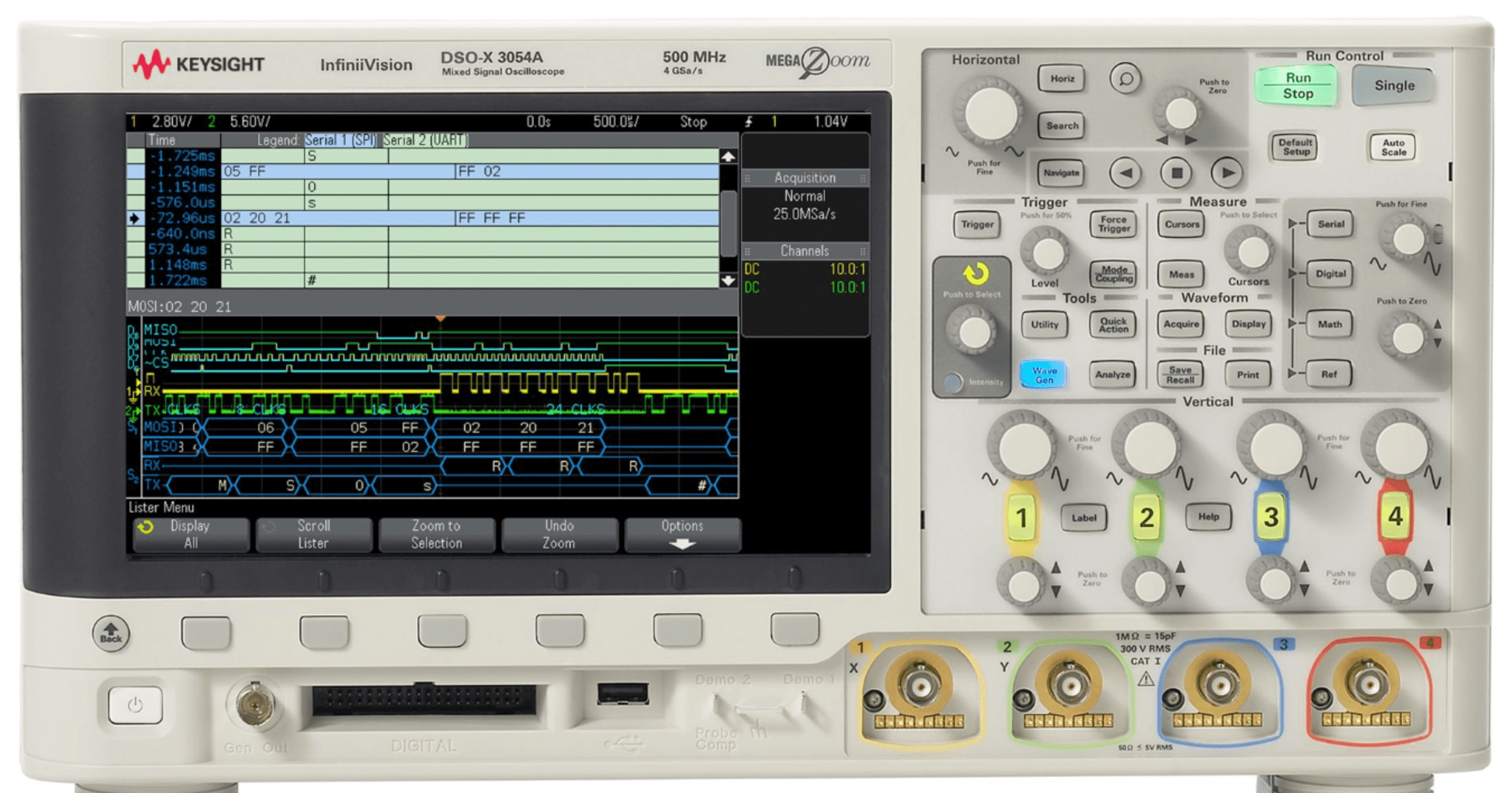 DSOX3054A Oscilloscope: 500 MHz, 4 Channels