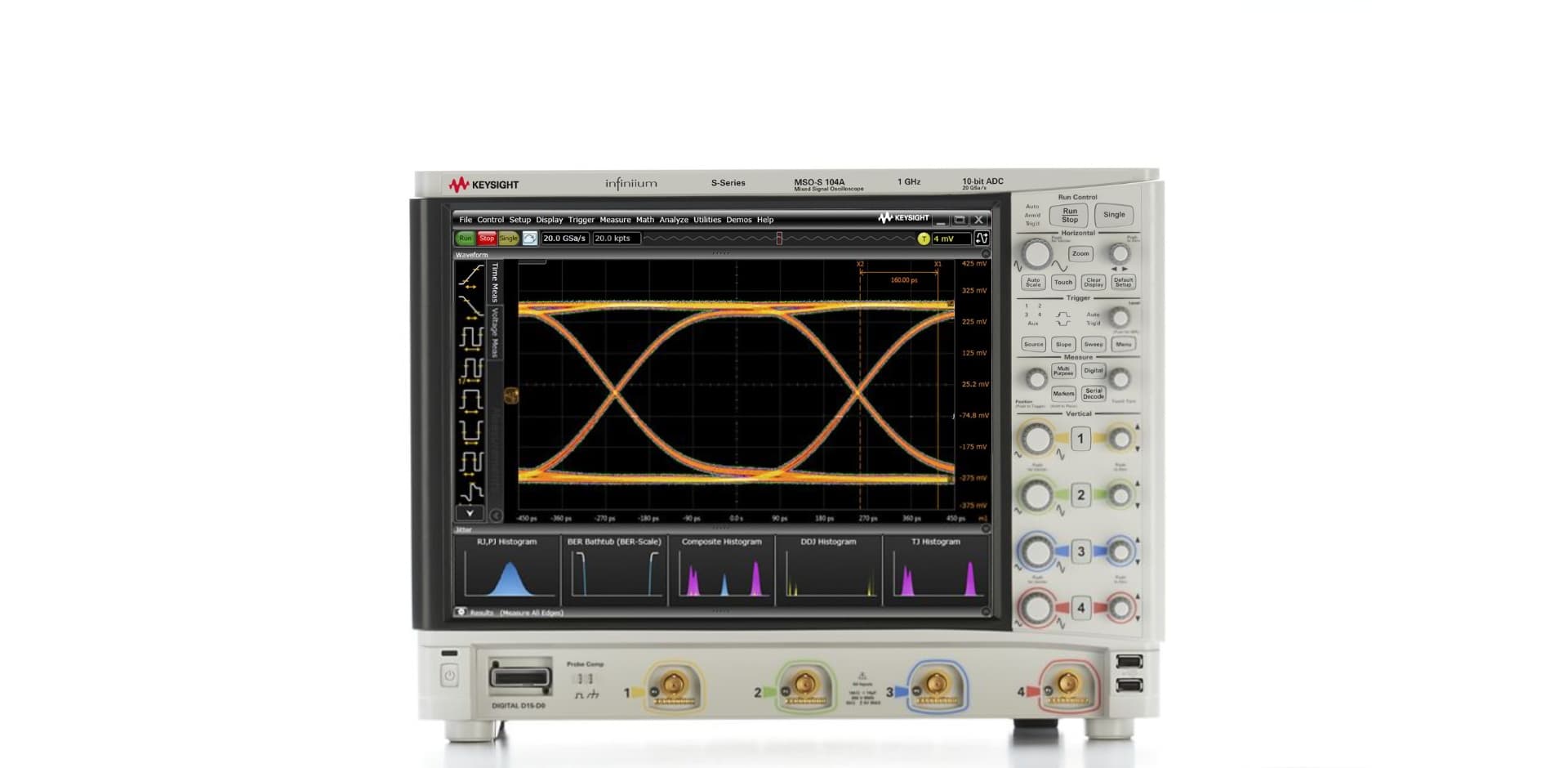 MSOS104A High-Definition Oscilloscope: 1 GHz, 4 Analog plus 16 Digital Channels