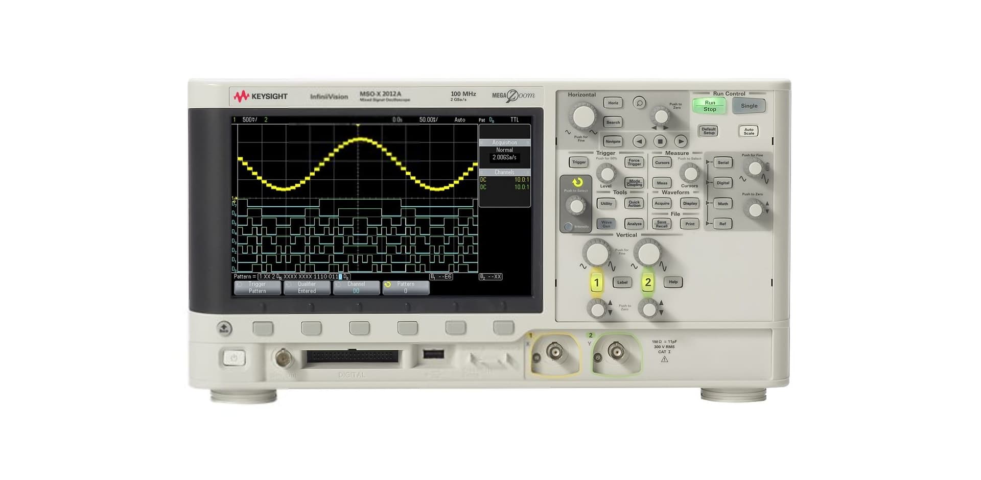 MSOX2012A Mixed Signal Oscilloscope: 100 MHz, 2 Analog Plus 8 Digital Channels