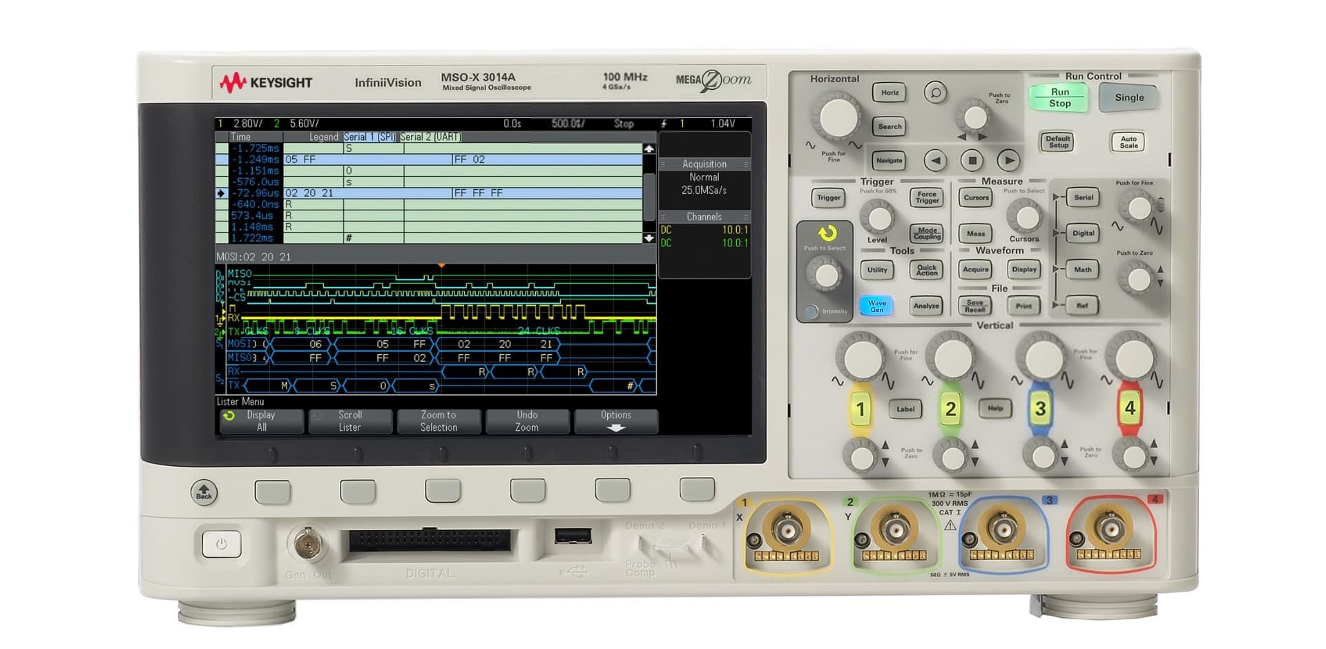 MSOX3014A Mixed Signal Oscilloscope: 100 MHz, 4 Analog Plus 16 Digital Channels