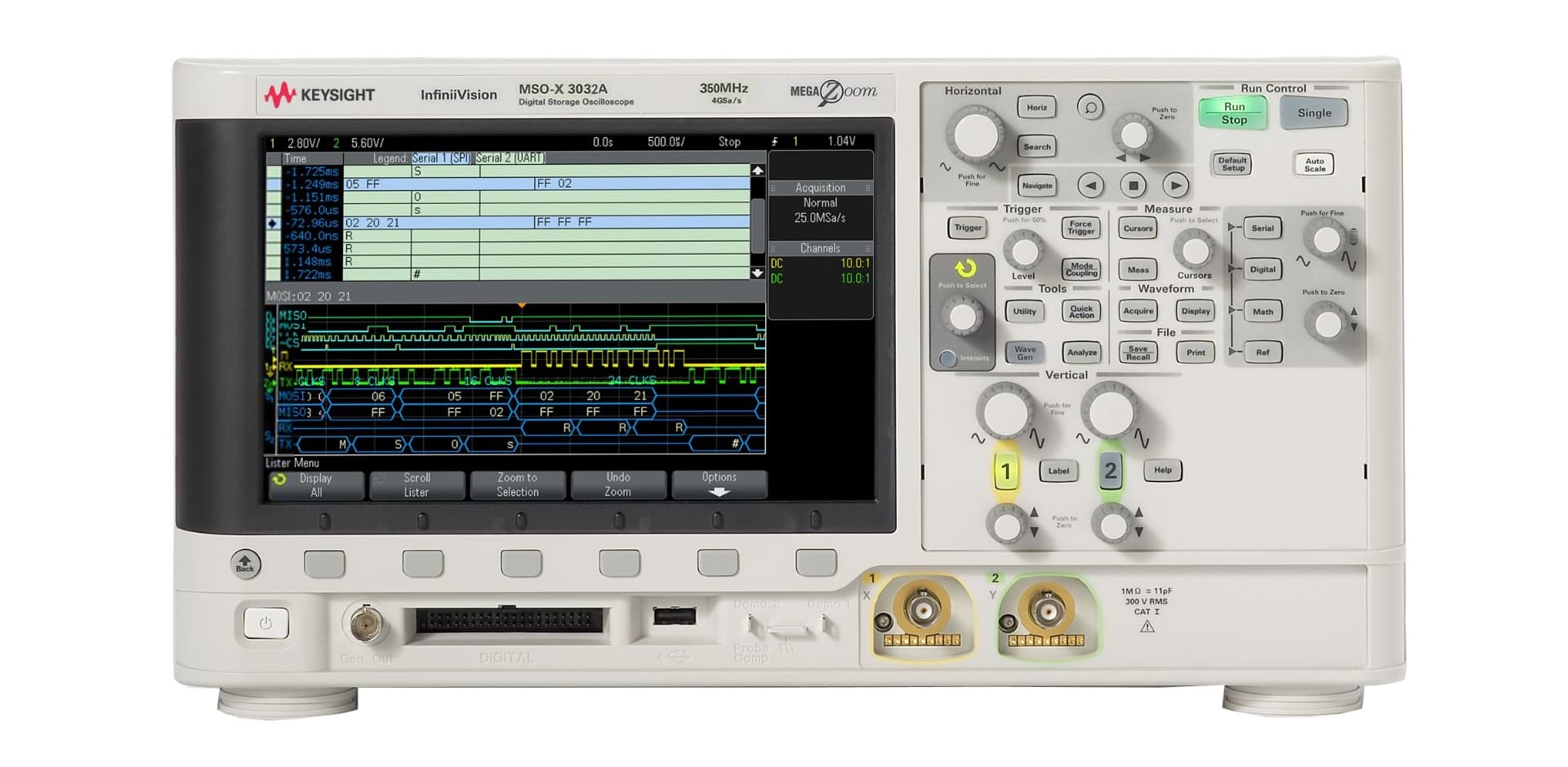 MSOX3032A Oscilloscope: 350 MHz, 2 Analog Plus 16 Digital Channels