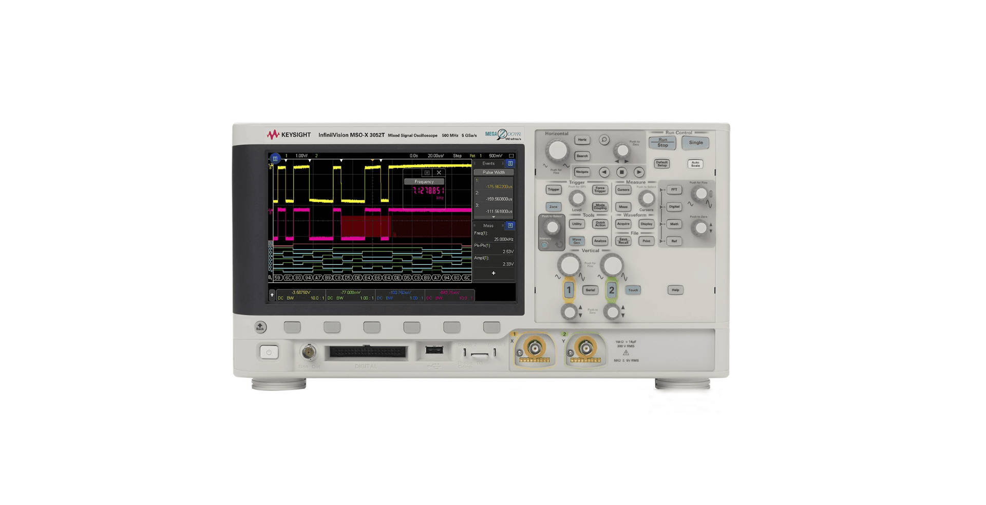 MSOX3052T Mixed Signal Oscilloscope: 500 MHz, 2 Analog Plus 16 Digital Channels
