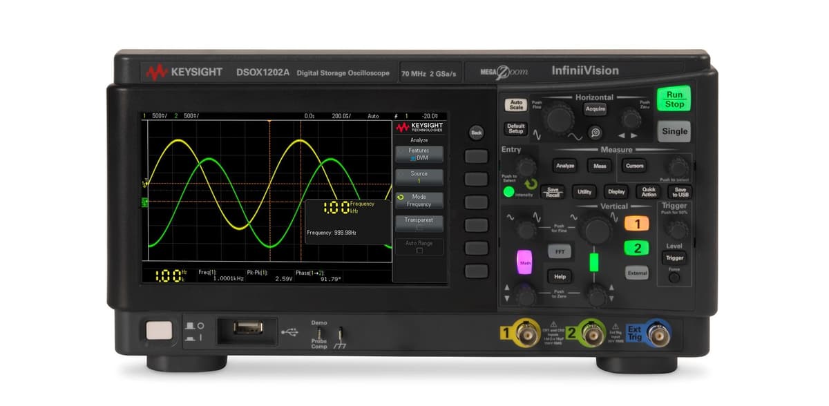 DSOX1202A Oscilloscope: 70/100/200 MHz, 2 Analog Channels