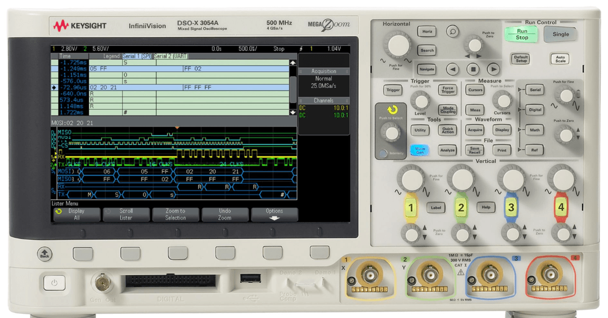 DSOX3054A Oscilloscope: 500 MHz, 4 Channels