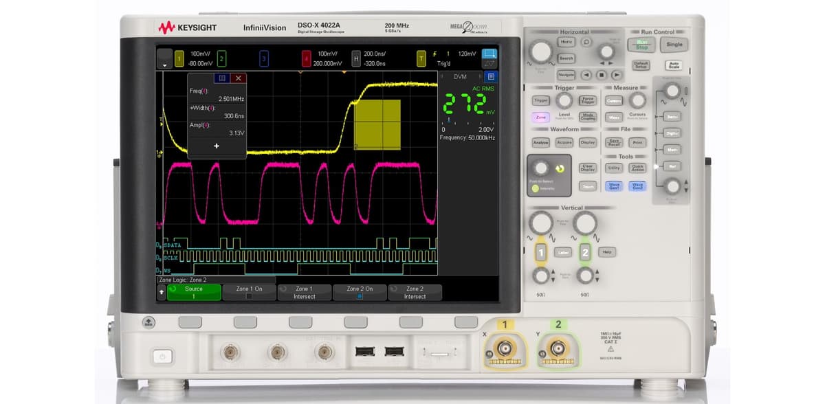 DSOX4022A Oscilloscope: 200 MHz, 2 Analog Channels