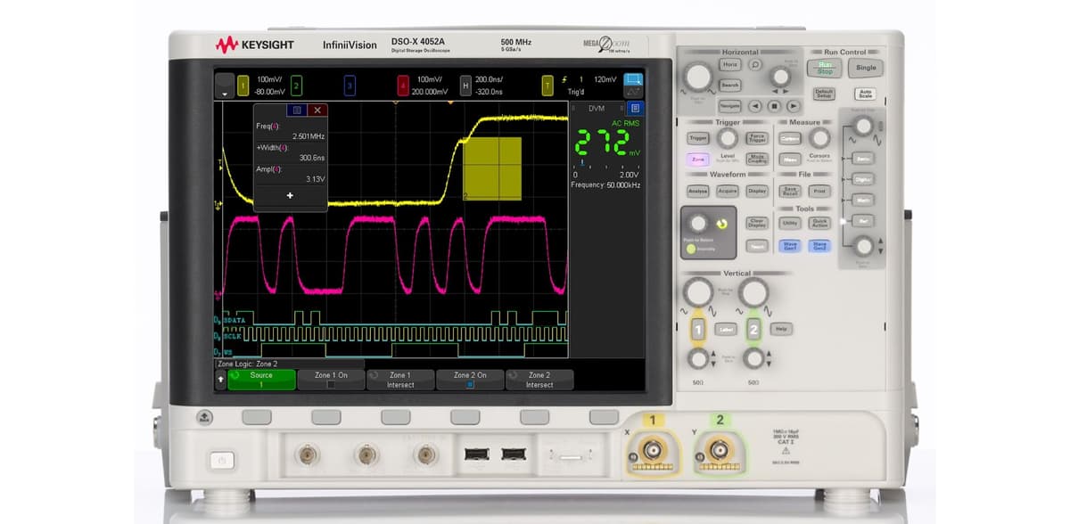 DSOX4052A Oscilloscope: 500 MHz, 2 Analog Channels