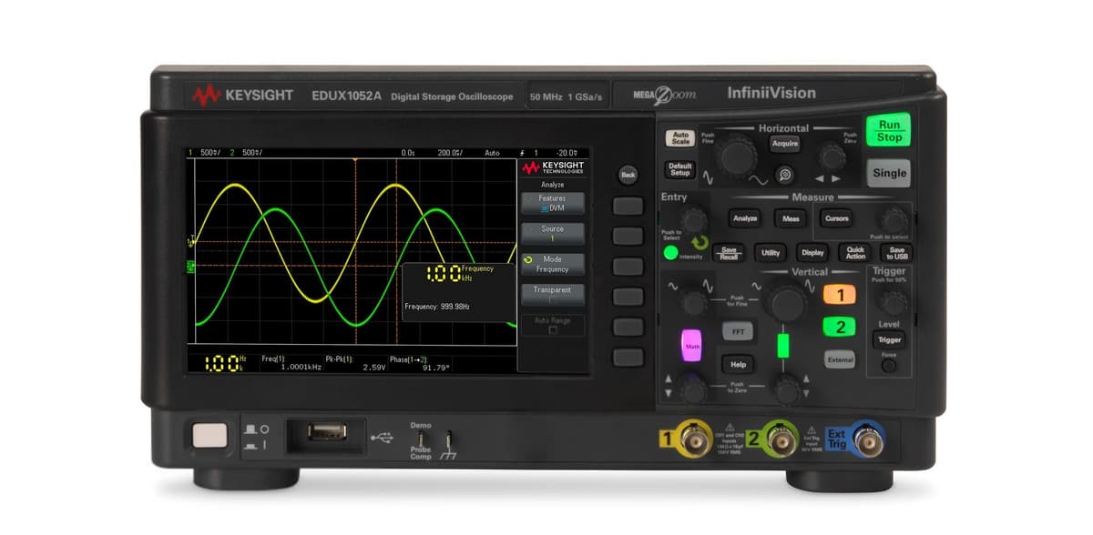 EDUX1052A Oscilloscope: 50 MHz, 2 Analog Channels