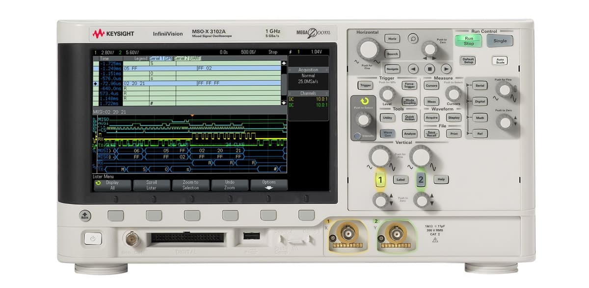 MSOX3102A Mixed Signal Oscilloscope: 1 GHz, 2 Analog Plus 16 Digital Channels