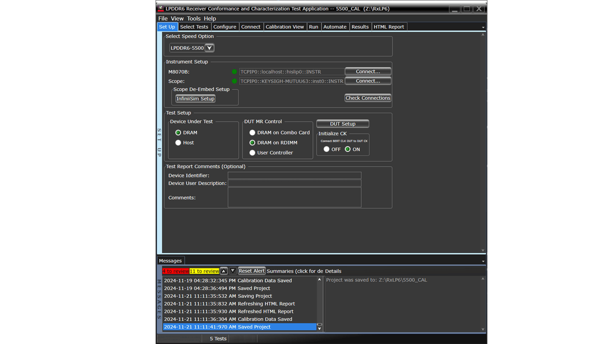 M80896RCA LPDDR6 Receiver Conformance and Characterization Test Application